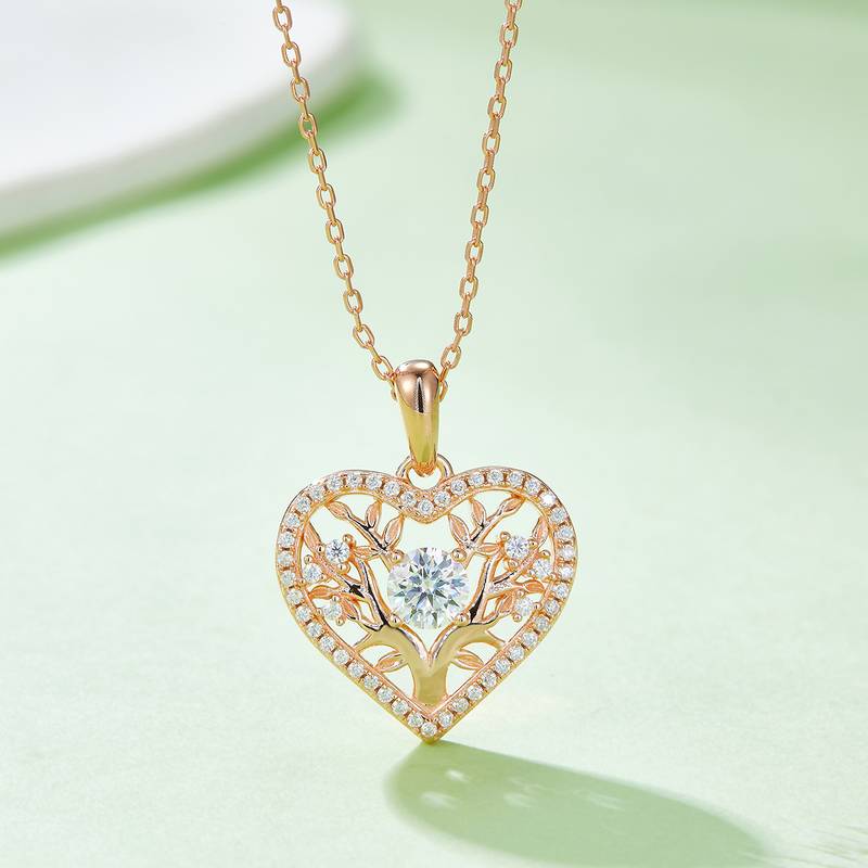 生命树爱心PendantS925银Moissanite厘石D级0.78ct